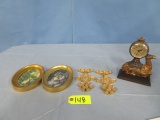 CAMEL CLOCK, GOLD COLORED WALL PCS., OVAL FRAMES