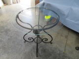 WROUGHT IRON BLACK GLASS TOP PATIO TABLE