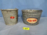Pair of metal buckets with handles