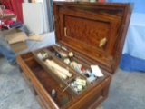 Wooden chest with misc. tools