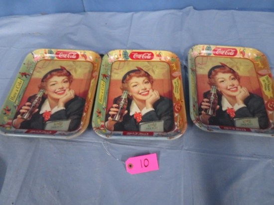 3- VINTAGE COCA COLA METAL TRAYS