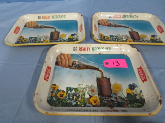 3 VINTAGE COCA COLA TRAYS