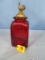 RED GLASS ROOSTER CANNISTER  16