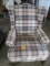 PLAID UPHOLSTERED WING BACK CHAIR