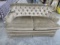 ANTIQUE BUTTON & TUCK BEDSIDE LOVESEAT IN METALLIC FABRIC  54