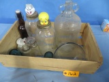 GLASS INSULATORS, JARS, BOTTLES, MISC. LOT IN CRATE