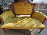 ANTIQUE LOVESEAT IN VELVET FABRIC