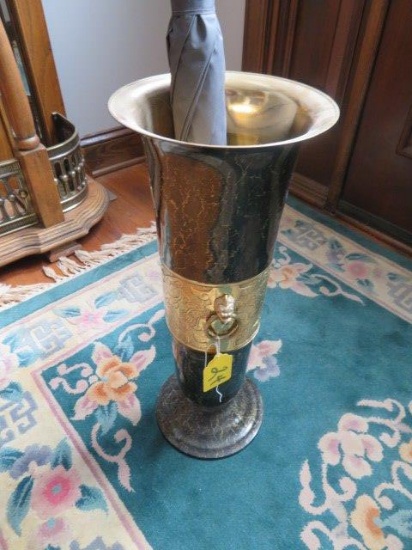 BRASS & METAL UMBRELLA STAND  21"T