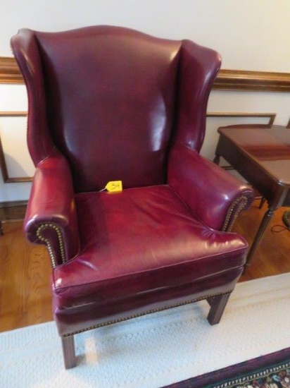 HANCOCK & MOORE LEATHER WING BACK CHAIR