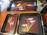 3 PCS. LACQUERED ORIENTAL TRAYS