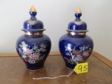 2- ORIENTAL URNS  W/ LIDS 12