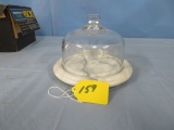 MARBLE BASE W/ GLASS DOME CHEESE DISH