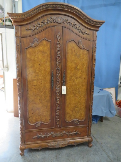 HAND CARVED NORMANDY ARMOIRE  87" T X 46 W X 22 D