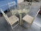 METAL & GLASS TOP TABLE W/ 4 CHAIRS  15 X 25