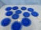 12 GLASS BLUE PLATES