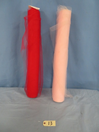 2 ROLLS OF TULLE  PINK AND RED