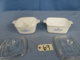 2 CORNINGWARE BAKING DISHES W/ LIDS