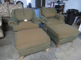 2- HIGHLAND HOUSE CHAIRS W/ OTTOMANS