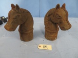 2 CAST IRON HORSE HEADS