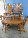 DINING TABLE W/ 2 LEAVES & 6 CHAIRS