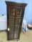 SMALL GLASS CURIO CABINET W/ WINDOWPANE DOOR  15 X 20 X 54 T