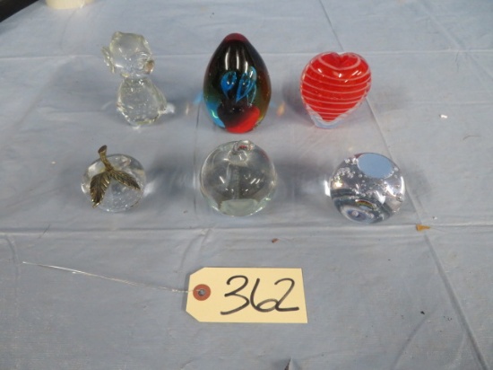 6 GLASS PAPER WEIGHTS