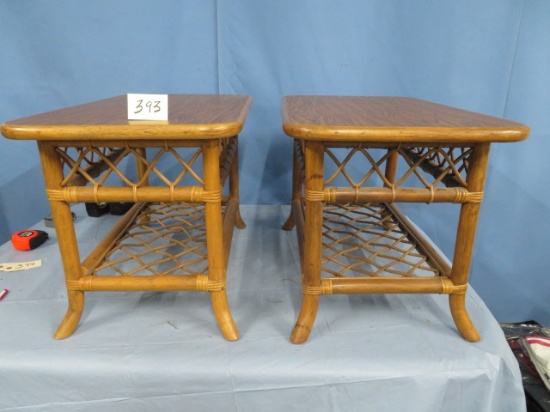 2 BAMBOO END TABLES  30 X 18