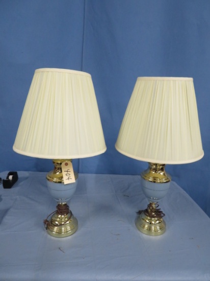 PAIR OF BRASS LAMPS  27" T