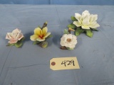 4 FLORAL CERAMIC PCS --2 ARE LEFTON