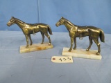 BRASS HORSES ON MARBLE BASE  7