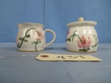 2 PCS. MARKED POTTERY CREAM & SUGAR