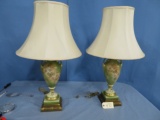 PAIR OF HAND PAINTED LAMPS