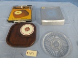 LEAD CRYSTAL PLATE BY FOSTORIA & CHEESEBOARD W/ DISH