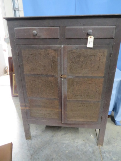 ANTIQUE PIE SAFE  W/ TIN DOORS  40 X 17 X 58 T