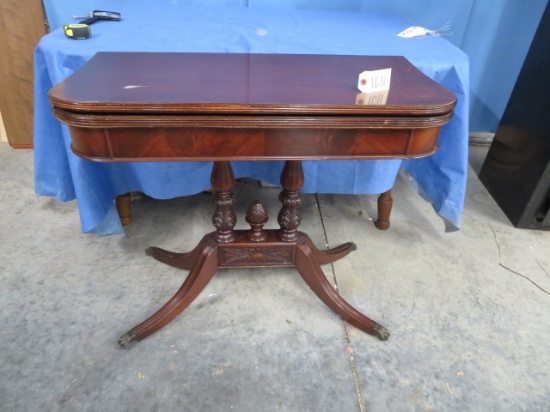 DUNCAN PHYFE GAME TABLE W/ BRASS FEET- HAS SOME LOOSE VENEER ON THE TOP