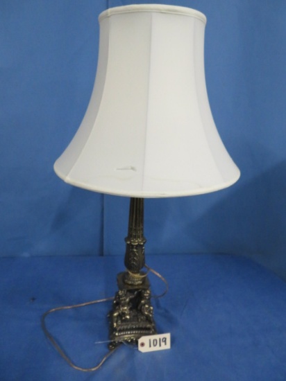 BRASS LAMP W/ CHERUB BASE  35" T