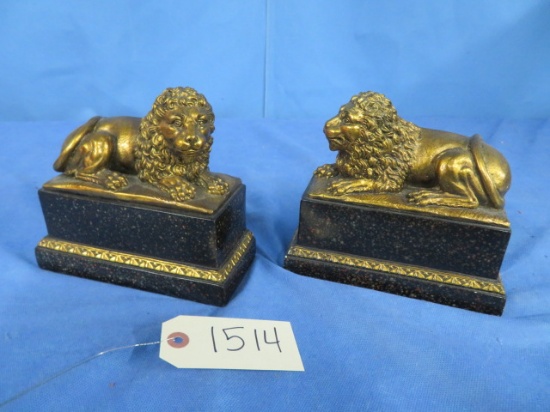 BORGHESE GOLD LION BOOKENDS