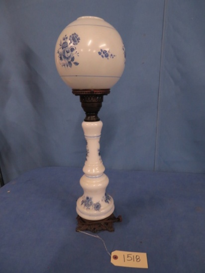 TALL HAND PAINTED LAMP W/ GLOBE  25" T