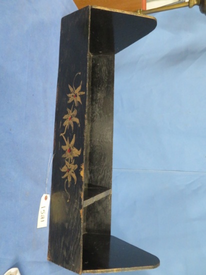 TALL WOODEN PAINTED STAND 33" T - SEE PICS FOR MINOR DAMAGE