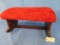 ANTIQUE FOOTSTOOL  W/ RED UPHOLSTERY