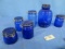 BLUE GLASS CANISTER SET  4, 6, & 8