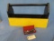 OLD WOODEN TOOL BOX PAINTED YELLOW  24