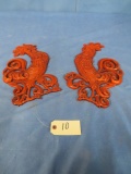 PAIR OF METAL ROOSTER  WALL PCS.  15