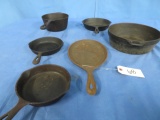 LARGE AMOUNT OF CAST IRON FRYING PANS 6, 8, 10 & 7
