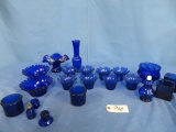 21 PCS. BLUE GLASSWARE