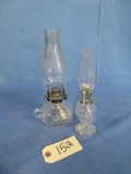 2 SMALL GLASS OIL LAMPS  9 & 11