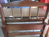 ANTIQUE ROPE BED W/ WOOD RAILS