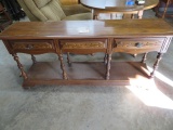 BROYHILL CONSOLE /ENTRY TABLE  16 D X 64 L X 28 T - SEE PHOTO OF SMALL DAMAGE PC
