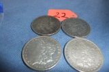 4 MORGAN SILVER DOLLARS  1884