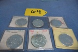 1961,65,55,53,50 61 FRANKLIN HALF DOLLARS